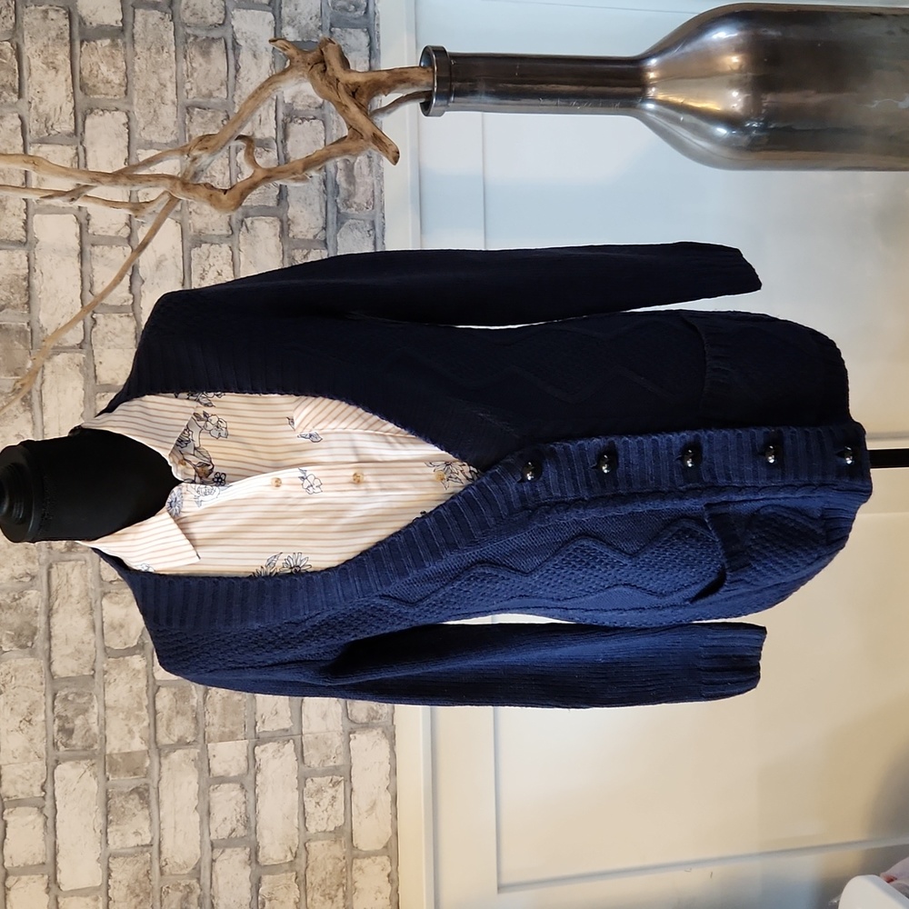 Navy blue button down  cardigan